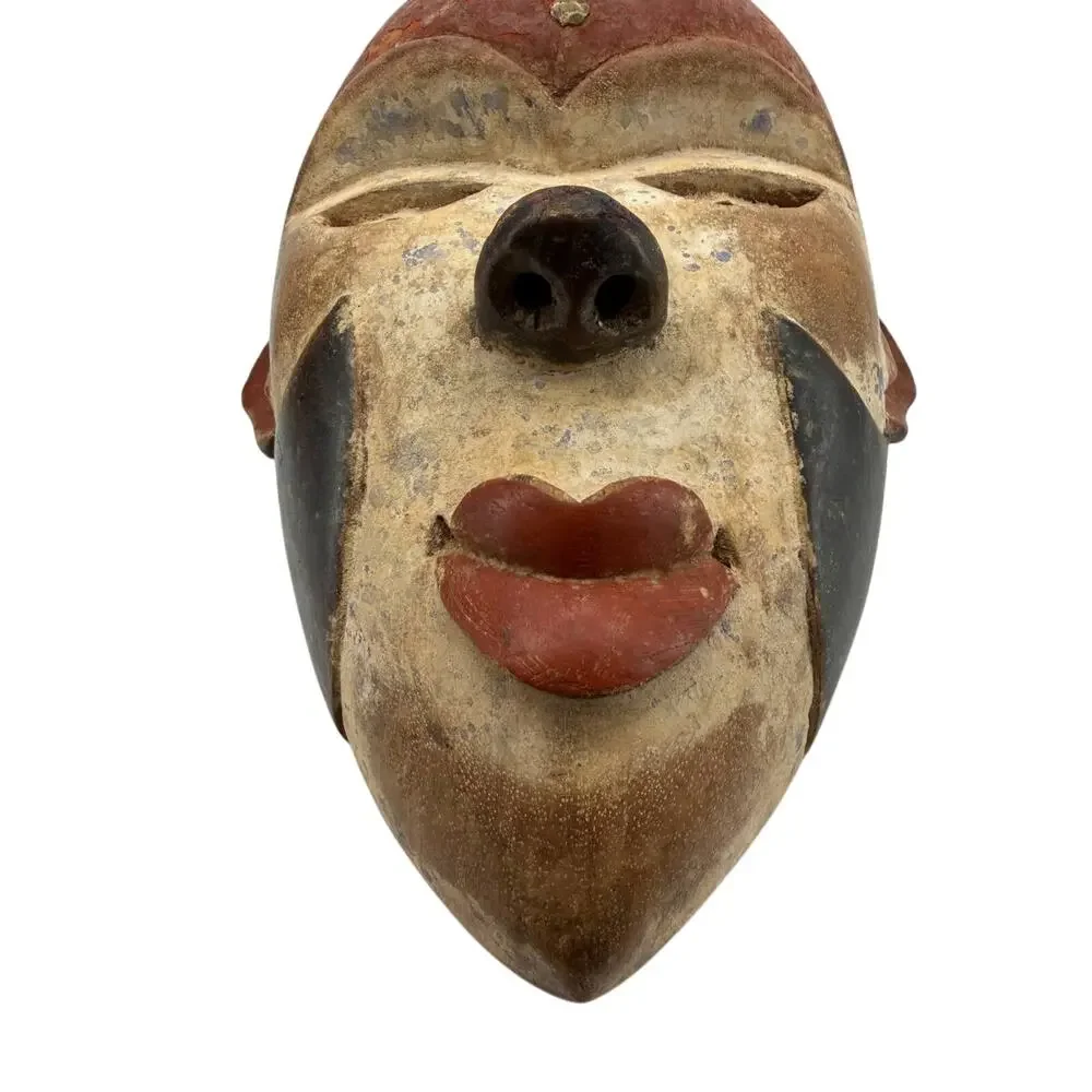 African Ashanti Tribal Wood Mask Hand Carved Wall Decor 2.06 lb Vintage